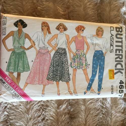 PATTERN BUTTERICK 4657 - SKIRT, CULOTTES and PANTS (SIZE 6-8-10)