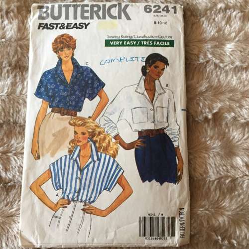 PATTERN BUTTERICK 6241 (COMPLETE) - BLOUSES (SIZE 8-10-12)