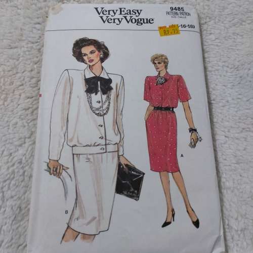 PATTERN VOGUE 9485 (VINTAGE) - TOP and SKIRT (SIZE 14-16-18)