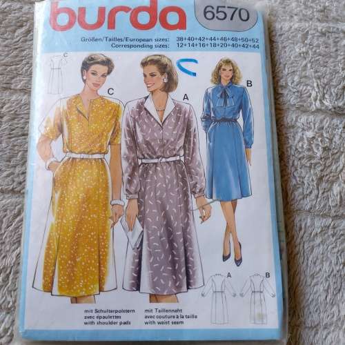 PATTERN BURDA 6570 (COMPLETE) - DRESSES (SIZE 12-44)
