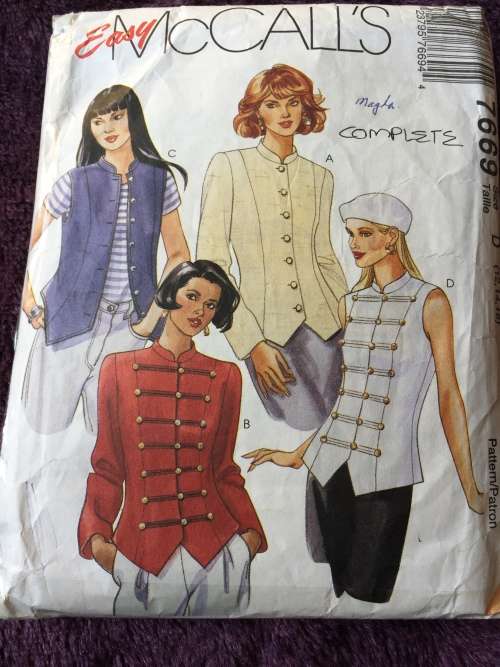 PATTERN MCCALL`S 7669 (COMPLETE, CUT ON 16) - JACKET and VEST (SIZE 12-14-16)