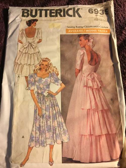 PATTERN BUTTERICK 6939 (A BIT WATER DAMAGE) - SPECIAL OCCASSION DRESS (SIZE 12-14-16)