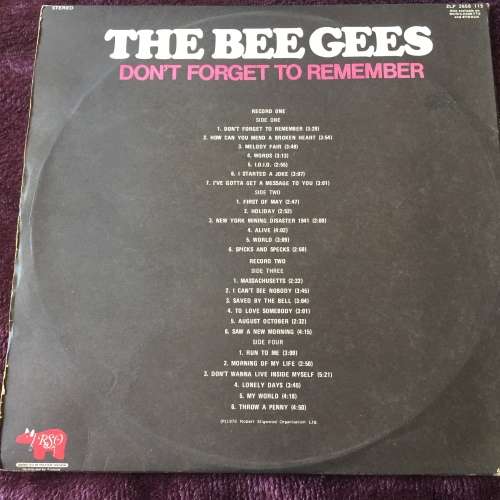 LP VINYL - THE BEE GEES: DON`T FORGET TO REMEMBER (2 LPS)(MINT)