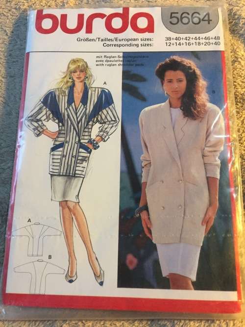 PATTERN BURDA 5664 (UNUSED) - OVERSIZE JACKET (ISZE 12-40) BIG SIZE
