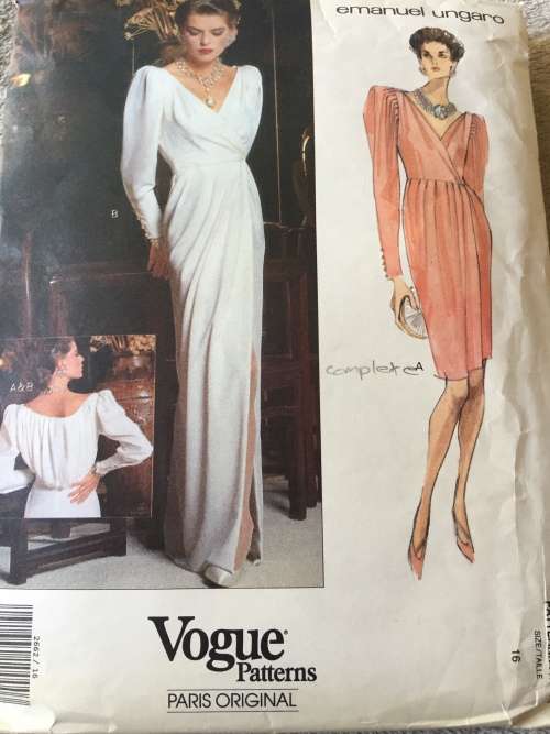 PATTERN VOGUE 2662 (EMANUEL UNGARO)(COMPLETE) - SPECIAL OCCASSION DRESS (SIZE 16)