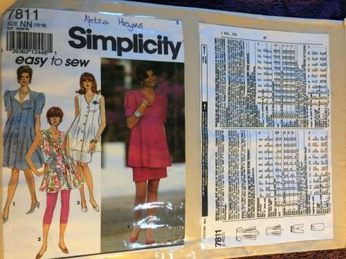 PATTERN SIMPLICITY 7811 - MATERNITY LEGGINGS,SKIRT,DRESS,TUNIC (SIZE 10-16)