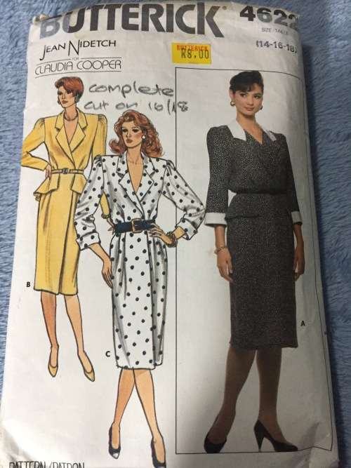 PATTERN BUTTERICK 4622 (COMPLETE, CUT ON 16/18) - UNIQUE DRESS (SIZE 14-16-18)