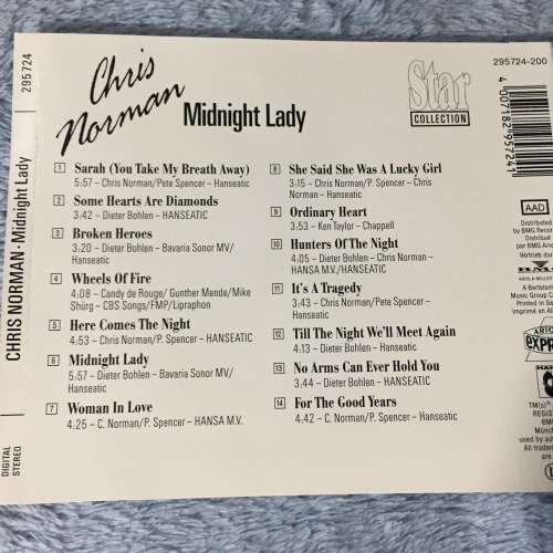 CD - CHRIS NORMAN: MIDNIGHT LADY (STAR COLLECTION) (VERY GOOD)