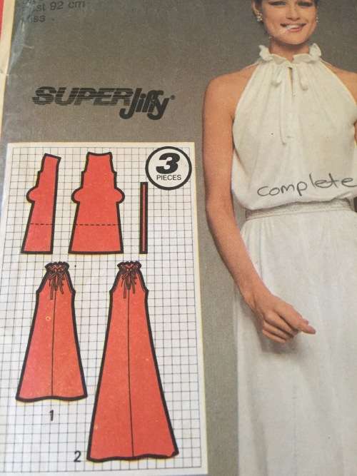 PATTERN SIMPLICITY 9823 (VINTAGE)(COMPLETE) - LOVELY PULLOVER DRESS (SIZE 14)