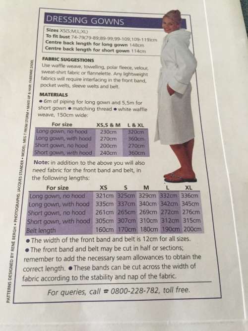 PATTERN VALUE CLASSICS DRESSING GOWNS (UNUSED) - XS - XL