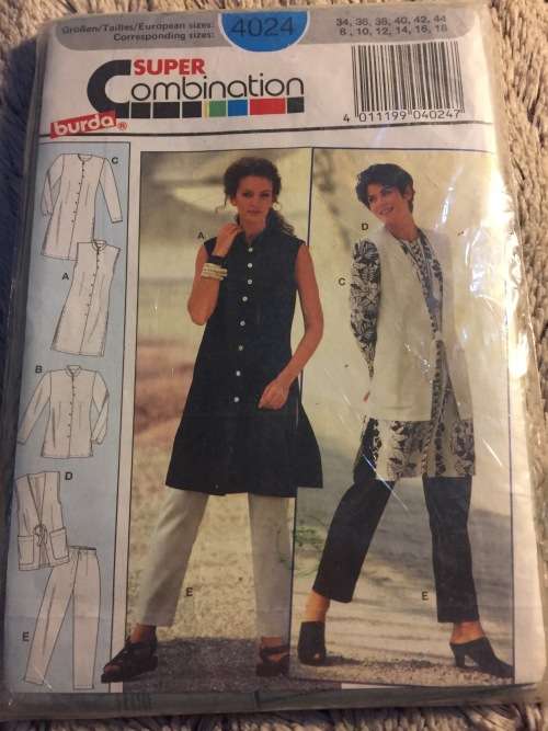 PATTERN BURDA 4024 - DRESS,BLOUSE,VEST,PANTS (SIZE 8-18)