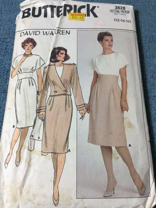 PATTERN BUTTERICK 3628 (DAVID WARREN) - BEAUTIFUL JACKET and DRESS (SIZE 12-14-16)