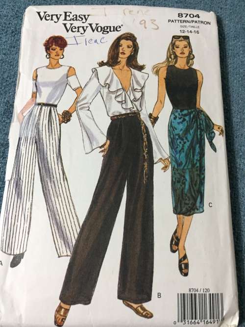PATTERN VOGUE 8704 - PANTS and SKIRT (SIZE 12-14-16)