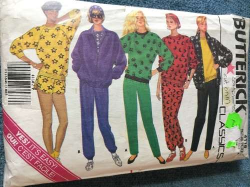 PATTERN BUTTERICK 4118 (COMPLETE, CUT ON M) - GYM WEAR TRACKSUITS (SIZE P-S-M)