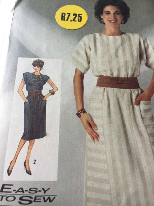 PATTERN SIMPLICITY 7553 (VINTAGE)(UNUSED) - PULLOVER DRESS and SASH (SIZE 16-18-20)