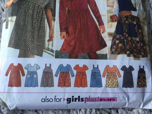PATTERN SIMPLICITY 9774 - GIRLS` DRESS OR JUMPER (SIZE 8.5-16.5)