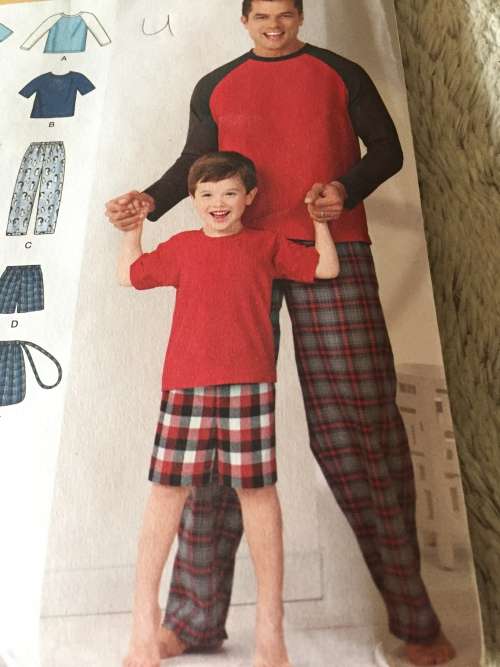 PATTERN SIMPLICITY 1605 (UNUSED) - WINTER PAJAMAS BOYS AND MEN (SIZE S-L/S/XL)