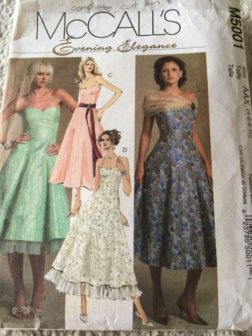 PATTERN MCCALL`S 5001 (COMPLETE, CUT ON 8) - SPECIAL OCCASSION DRESSES (SIZE 4-6-8) SMALL