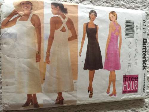 PATTERN BUTTERICK 6115 (COMPLETE, CUT ON 12) - BEAUTIFUL DRESS (SIZE 8-10-12)