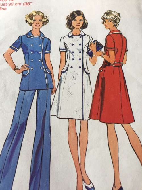 PATTERN SIMPLICITY 6213*1974 (NEAT and TIDY)(VINTAGE) - DRESS OR TOP and PANTS (SIZE 14)