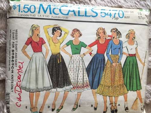 PATTERN MCCALL`S 5470 (VERY VINTAGE) - T-SHIRTS and SKIRTS (SIZE 16)