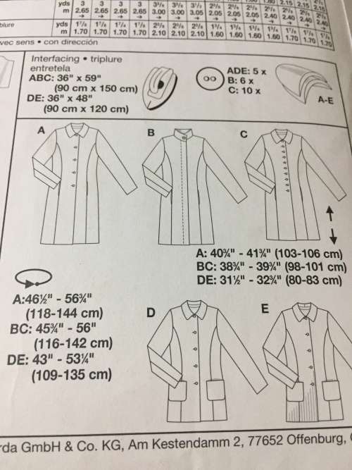 PATTERN BURDA 8292 (POCKET EXCL) - COAT (SIZE 10-22)