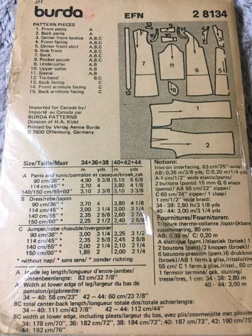 PATTERN BURDA 8134 (VINTAGE)(UNUSED) - MATERNITY WEAR (SIZE 8-18)