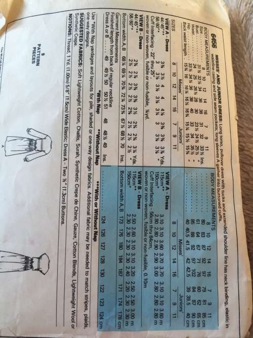 PATTERN MCCALL`S 6456 (VINTAGE, COMPLETE) - DRESSES (SIZE 16)