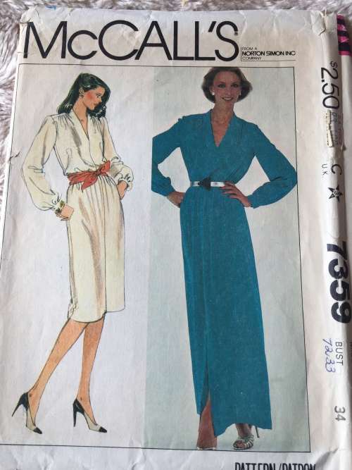 PATTERN MCCALL`S 7359 (VINTAGE)(COMPLETE) - PULLOVER DRESS (SIZE 12)