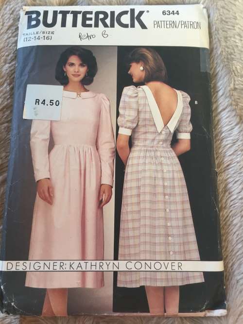 PATTERN BUTTERICK 6344 (KATHRYN CONOVER) - OPEN BACK DRESS (SIZE 12-14-16)