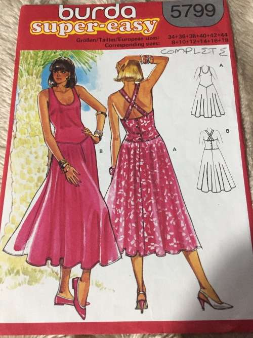 PATTERN BURDA 5799 (COMPLETE) - OPEN BACK SUNDRESS (SIZE 8-18)