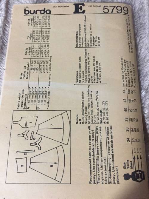 PATTERN BURDA 5799 (COMPLETE) - OPEN BACK SUNDRESS (SIZE 8-18)