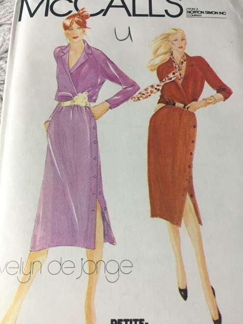 PATTERN MCCALL`S 6719 (UNUSED)(VINTAGE)(EVELYN DE JONGE) - MOCK WRAP DRESS (SIZE 14)