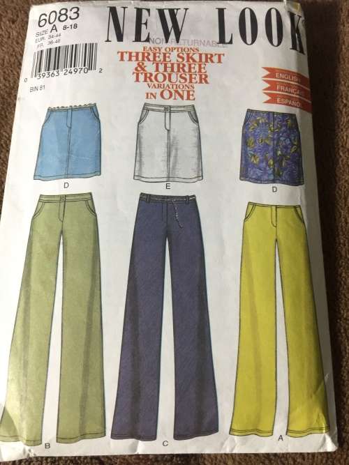 PATTERN NEW LOOK 6083 - 3 SKIRT/3 TROUSERS IN 1 (SIZE 8-18)