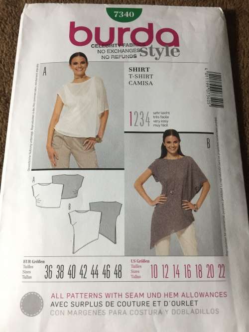 PATTERN BURDA 7340 - SHIRT/T-SHIRT (SIZE 10-22)