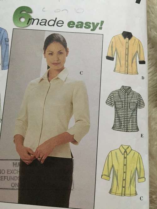 PATTERN SIMPLICITY 8872 (COMPLETE, CUT ON 10) - BLOUSE VARIATIONS (SIZE 6-8-10)