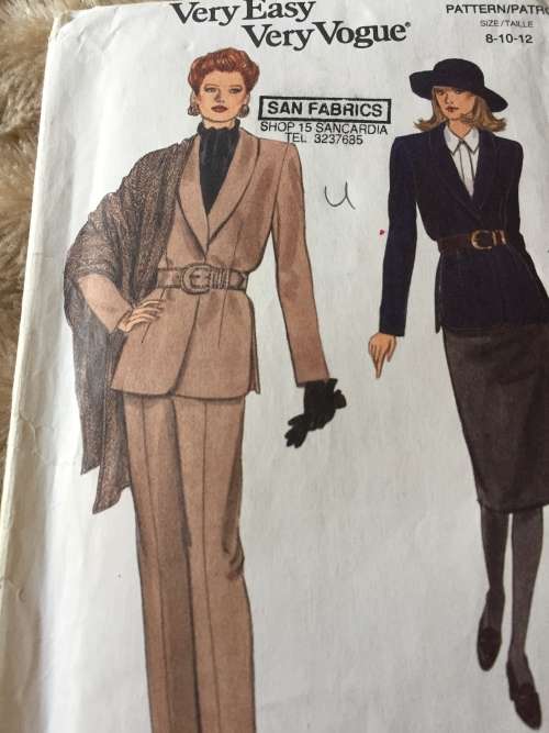 PATTERN VOGUE 8790 (UNUSED) - JACKET,SKIRT,PANTS,SHAWL (SIZE 8-10-12)