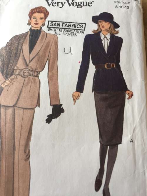 PATTERN VOGUE 8790 (UNUSED) - JACKET,SKIRT,PANTS,SHAWL (SIZE 8-10-12)