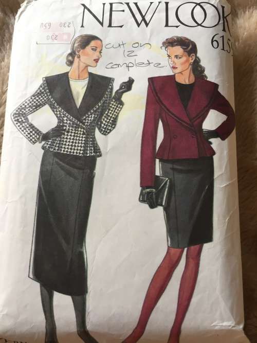 PATTERN NEW LOOK 6159 (COMPLETE, CUT ON 12) - JACKET&SKIRT (SIZE 8-10-12)