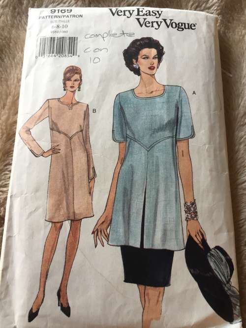 PATTERN VOGUE 9169 (COMPLETE, CUT ON 10) - DRESS,TUNIC,SKIRT (SIZE 6-8-10)