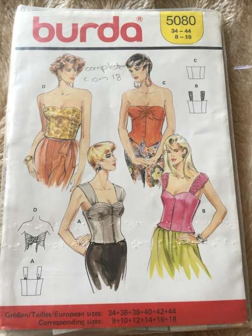 PATTERN BURDA 5080 (COMPLETE, CUT ON 18) - BUSTIER TOPS (SIZE 8-18)