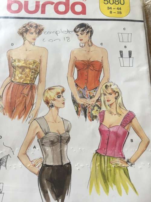 PATTERN BURDA 5080 (COMPLETE, CUT ON 18) - BUSTIER TOPS (SIZE 8-18)