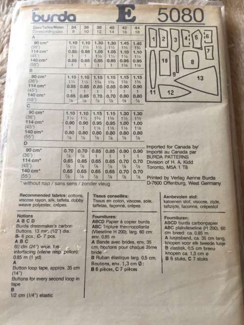 PATTERN BURDA 5080 (COMPLETE, CUT ON 18) - BUSTIER TOPS (SIZE 8-18)