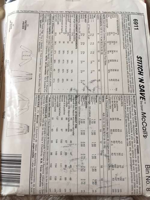 PATTERN STITCH `N SAVE 6911 (UNUSED) - TOP & SPLIT SKIRT (SIZE 12-18)