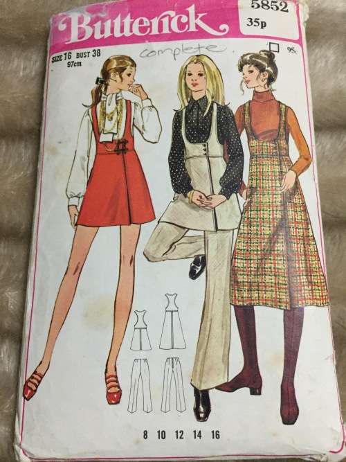 PATTERN BUTTERICK 5852 (VERY VINTAGE, COMPLETE) - JUMPERS & PANTS (SIZE 16)