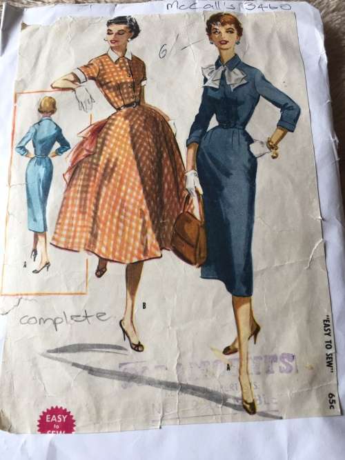 PATTERN MCCALL`S 3460 (VERY, VERY VINTAGE, COMPLETE) - STUNNING DRESSES (SIZE 12)