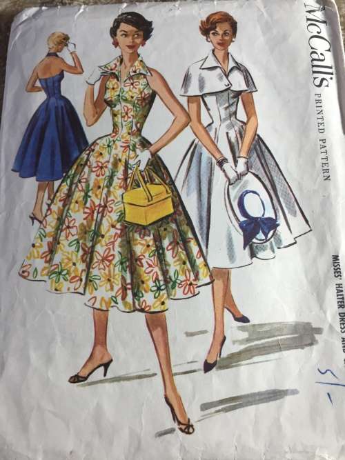 PATTERN MCCALL`S 3688*1956 (VERY VINTAGE, TIDY PATTERNS) - HALTER DRESS & CAPE (SIZE 14)