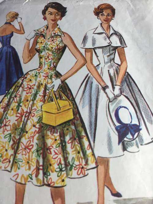 PATTERN MCCALL`S 3688*1956 (VERY VINTAGE, TIDY PATTERNS) - HALTER DRESS & CAPE (SIZE 14)