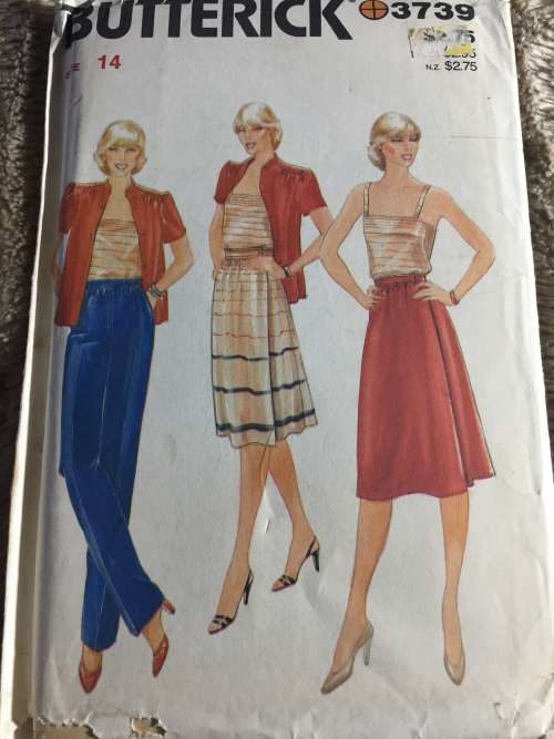 PATTERN BUTTERICK 3739 (VINTAGE, UNUSED) - JACKET,CAMISOLE,SKIRT,PANTS (SIZE 14)