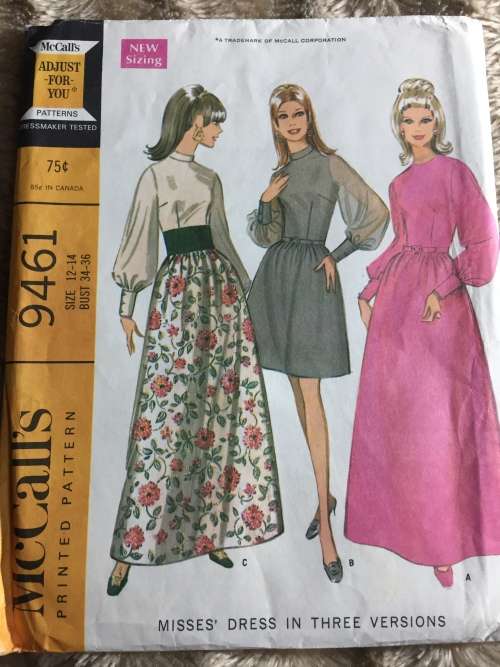 PATTERN MCCALL`S 9461*1968 (VINTAGE, TIDY PATTERNS) - DRESSES (SIZE 12-14)
